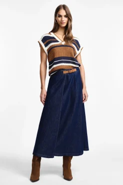 Gonna lunga di jeans con cinturino