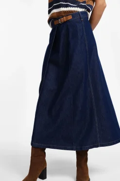 Gonna lunga di jeans con cinturino