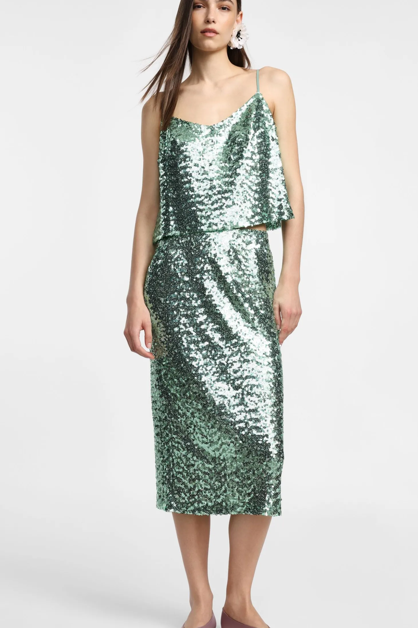 Gonna midi con paillettes
