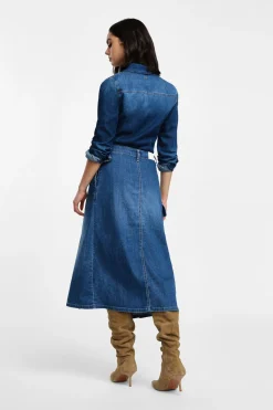 Gonna midi in denim a portafoglio con tasca