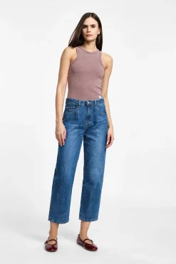 Jeans a gamba dritta vita alta