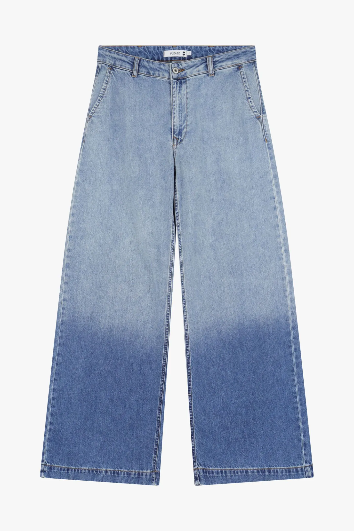 Jeans a gamba larga con vita media sfumati