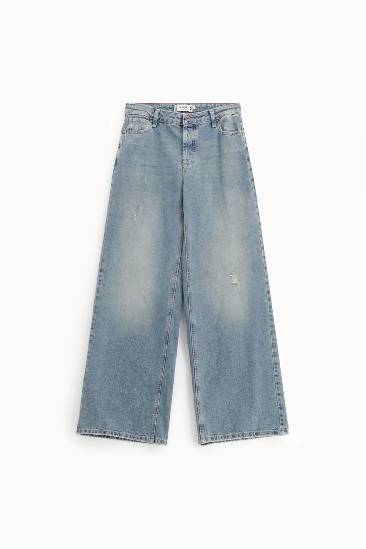 Jeans a gamba svasata con vita media