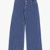 Jeans a righe a gamba larga con bottoni dettaglio