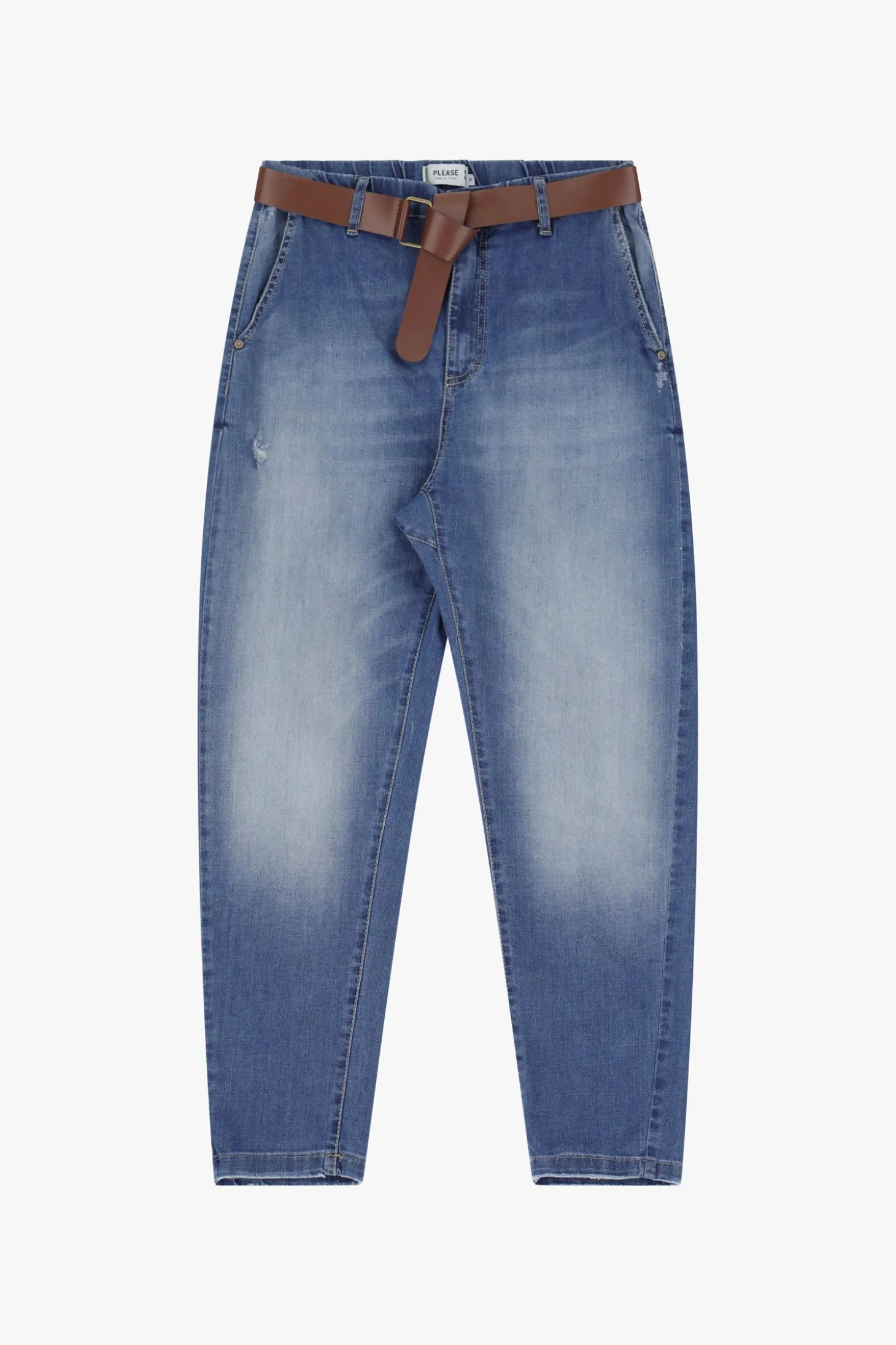 Jeans baggy a gamba affusolata con cintura