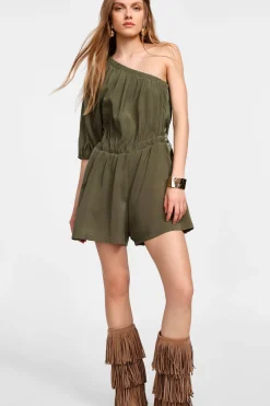 Jumpsuit con maniche e scollo asimmetrico