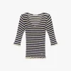 Maglia a righe con scollo a v