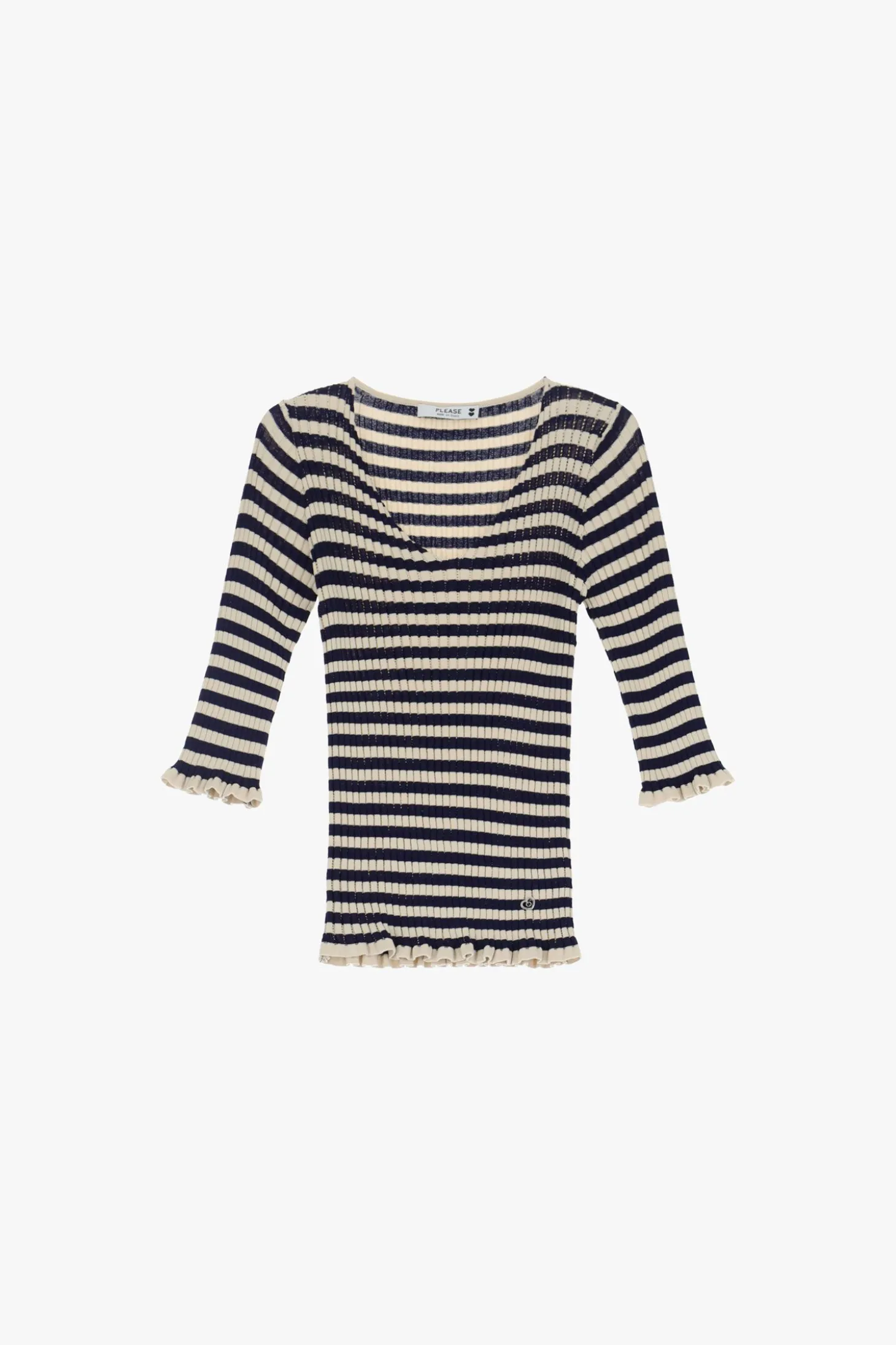 Maglia a righe con scollo a v