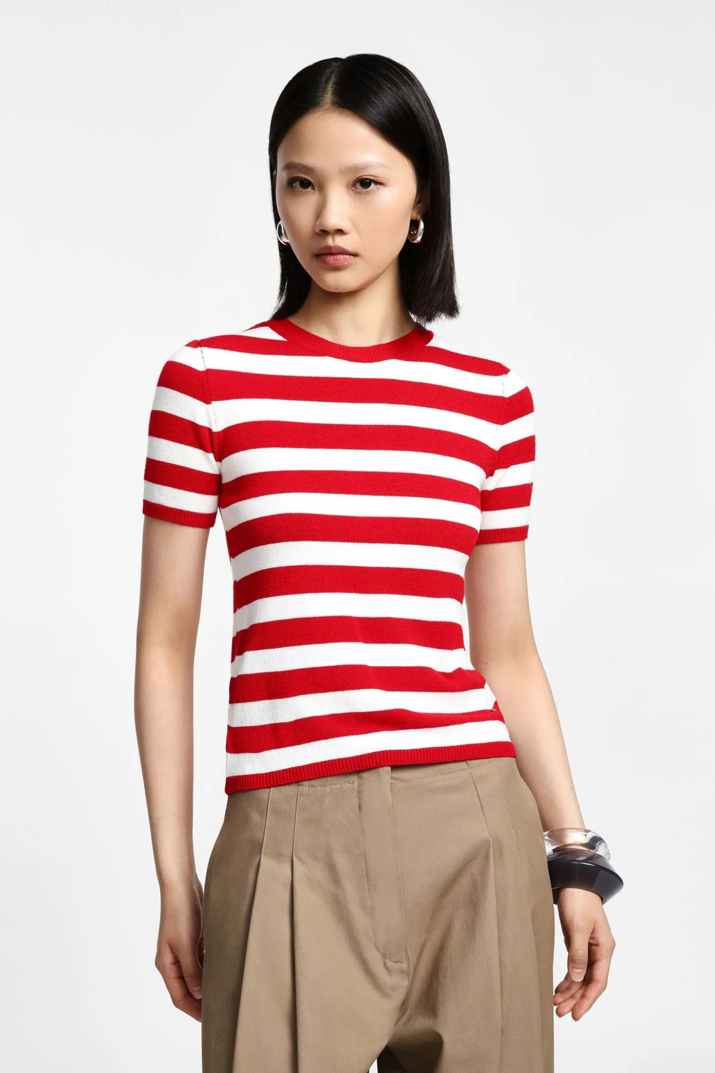 Maglia a righe maniche corte