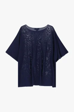 Maglia oversize monocolour con maniche corte risvoltate