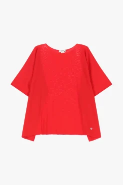 Maglia oversize monocolour con maniche corte risvoltate
