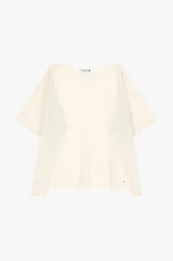Maglia oversize monocolour con maniche corte risvoltate