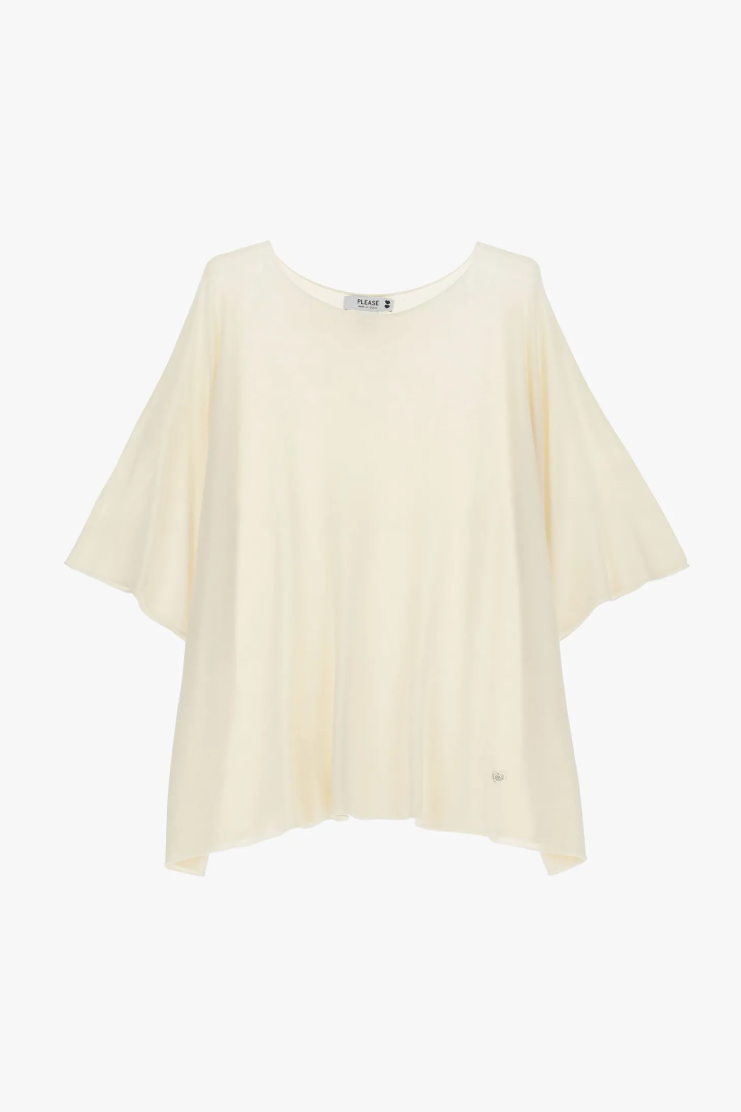 Maglia oversize monocolour con maniche corte risvoltate