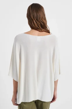 Maglia oversize monocolour con maniche corte risvoltate