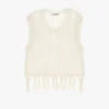 Maglia senza maniche con frange