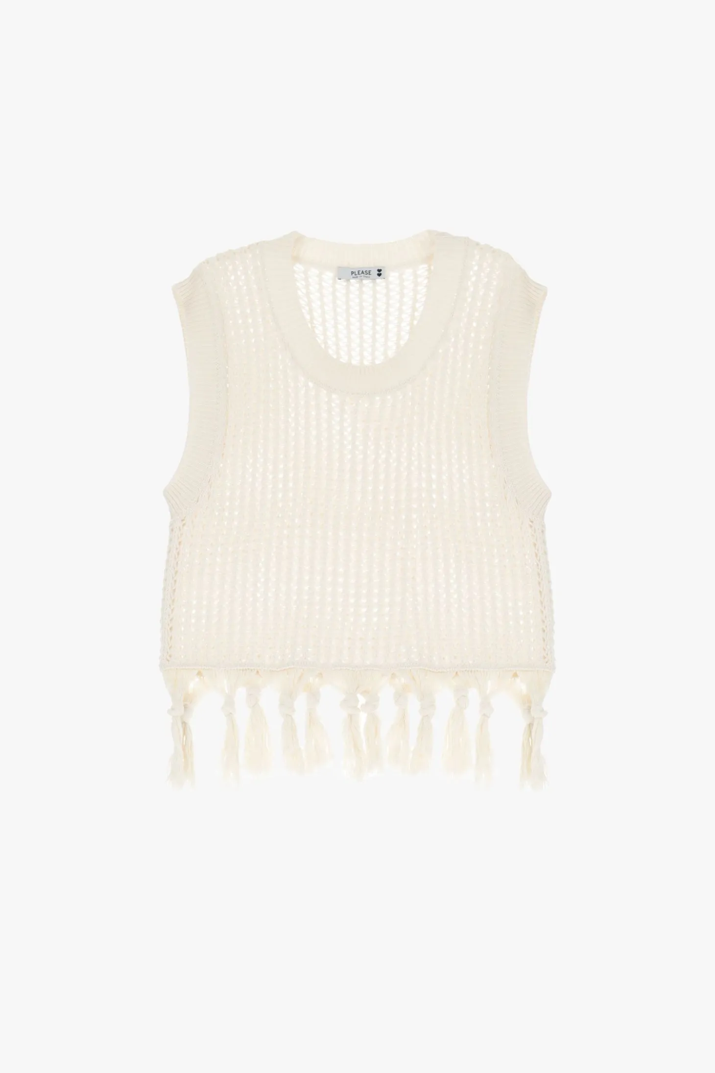 Maglia senza maniche con frange