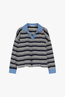 Maglione a righe collo polo