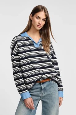 Maglione a righe collo polo