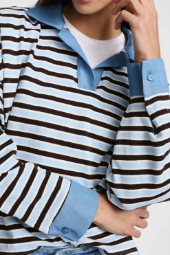 Maglione a righe collo polo