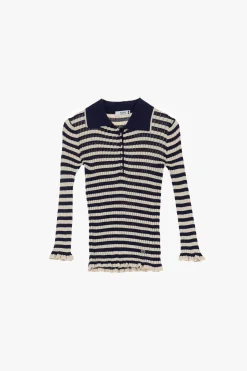 Maglione a righe con colletto