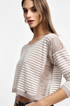 Maglione a righe con maniche lunghe