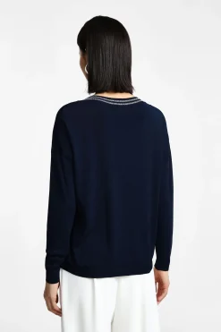 Maglione con scollo a v profilato
