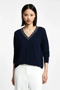 Maglione con scollo a v profilato