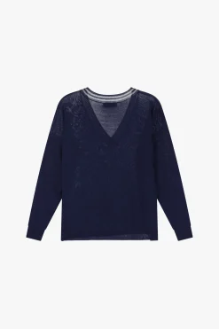 Maglione con scollo a v profilato