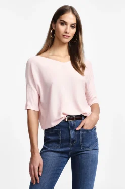 Maglione scollo a v mezze maniche