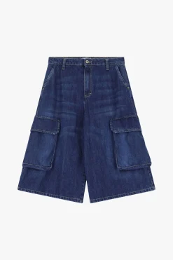 Pantaloncini a ginocchio in denim con tasche