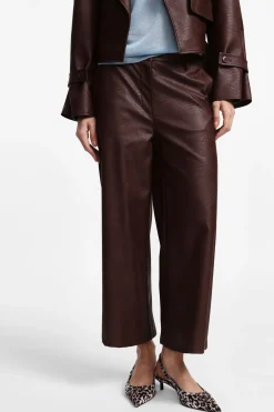 Pantaloni a gamba larga cropped in similpelle