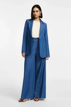 Pantaloni a gamba larga effetto denim