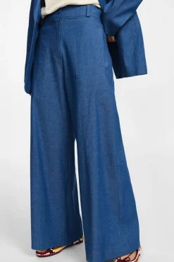 Pantaloni a gamba larga effetto denim