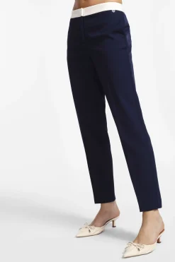 Pantaloni a sigaretta con righe a contrasto