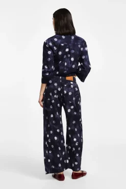 Pantaloni ampi con stampa pois