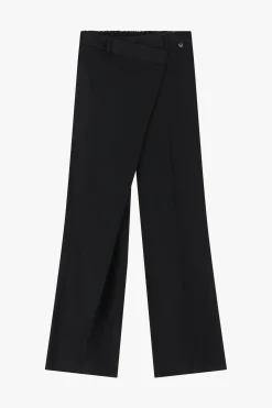 Pantaloni ampi vita alta con chiusura asimmetrica