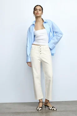 Pantaloni baggy con tasche e bottoni a vista