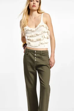 Pantaloni baggy con tasche e bottoni a vista