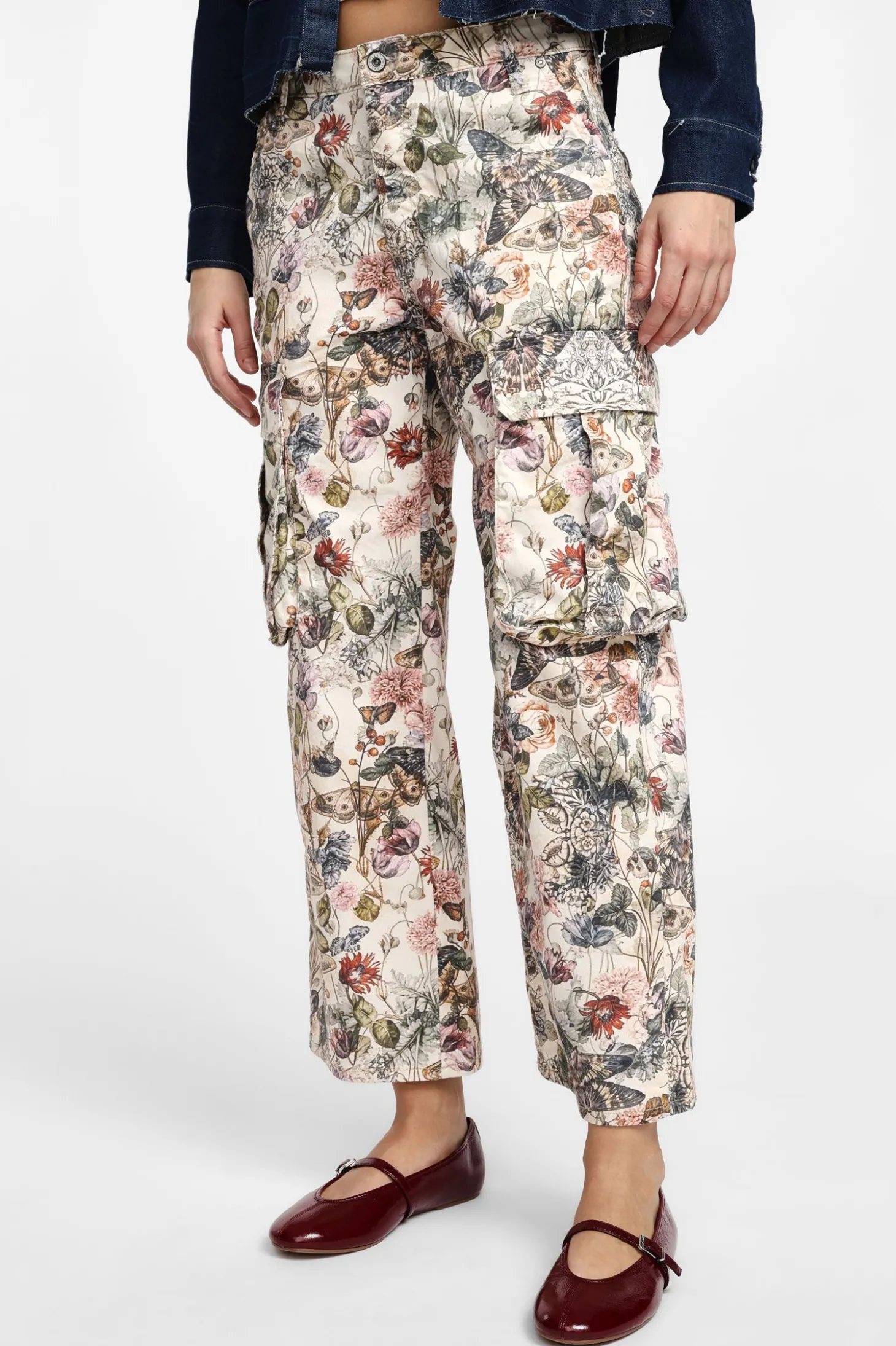 Pantaloni cargo stampa floreale
