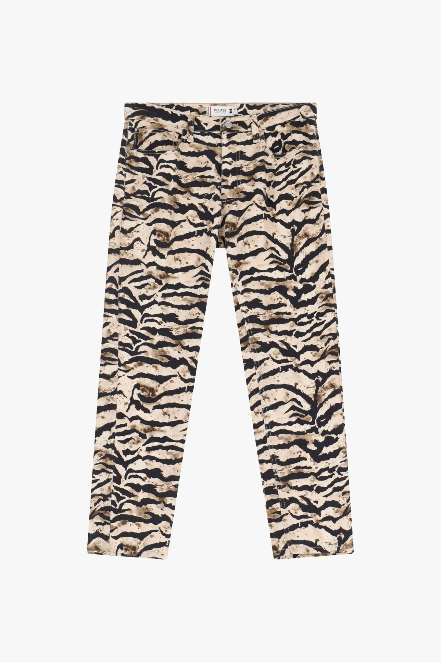Pantaloni chinos con stampa animalier zebra