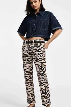 Pantaloni chinos con stampa animalier zebra