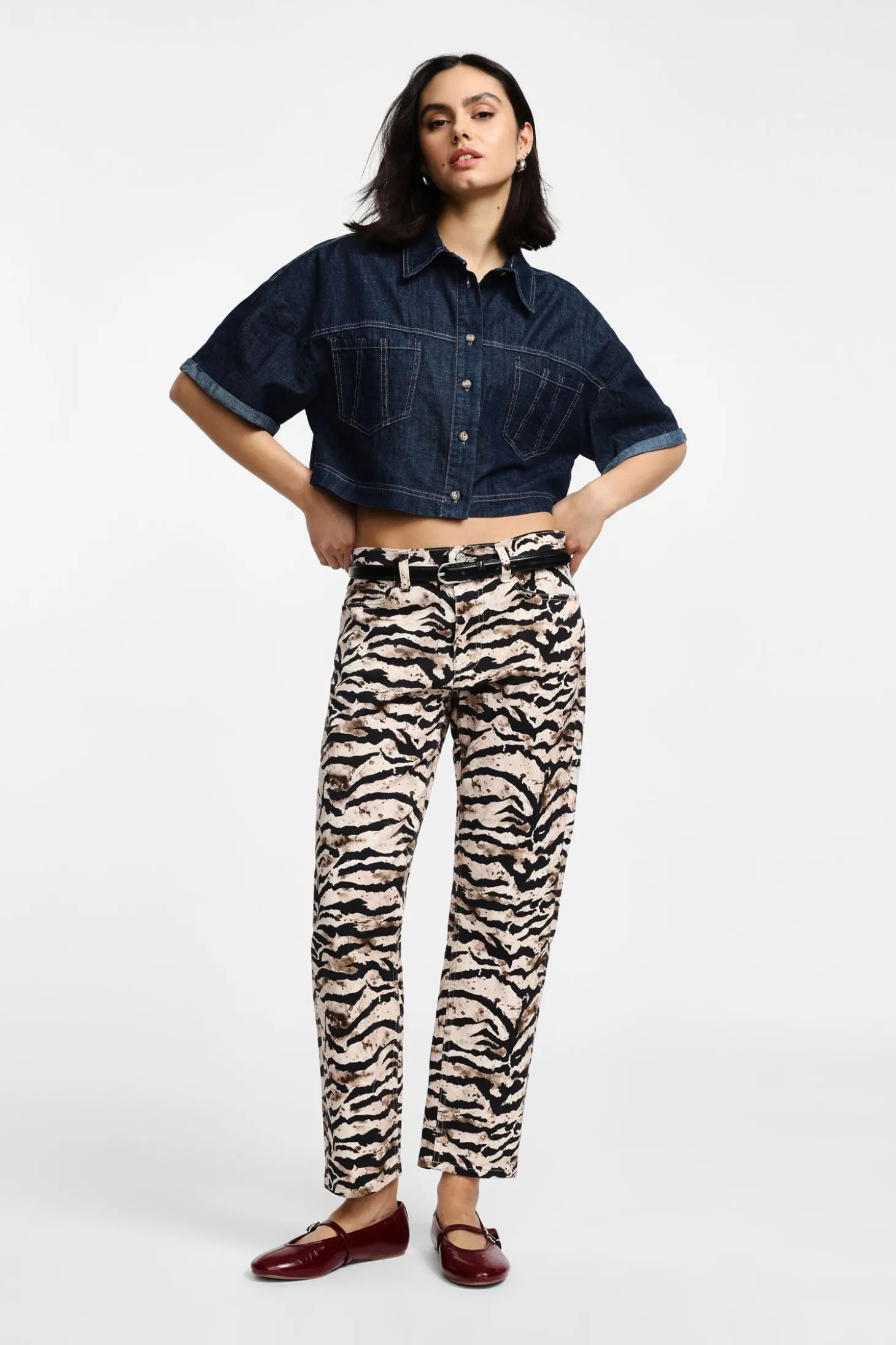 Pantaloni chinos con stampa animalier zebra