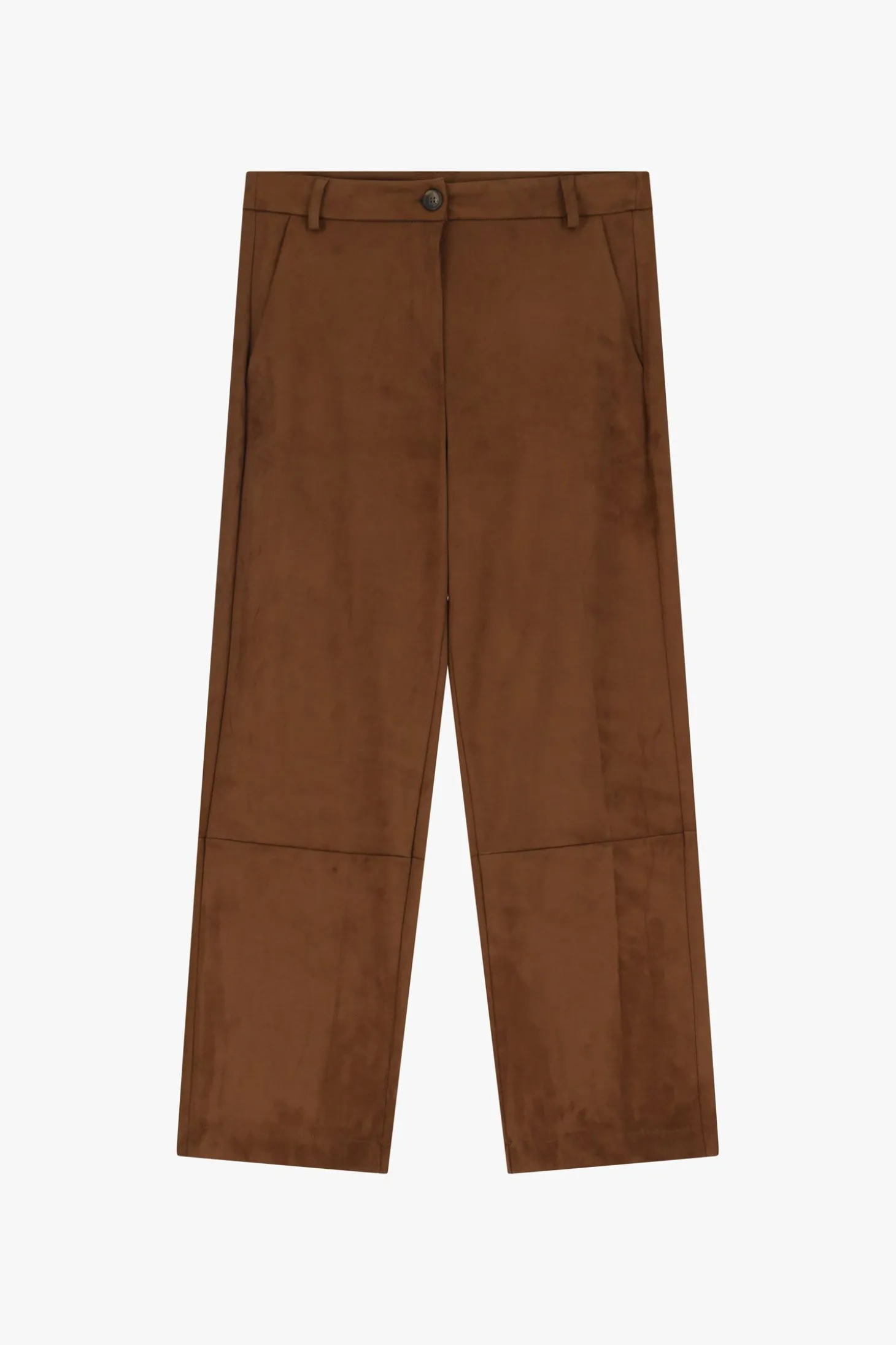 Pantaloni cropped a vita media effetto suede