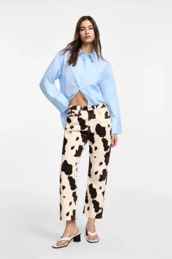 Pantaloni dritti stampa animalier