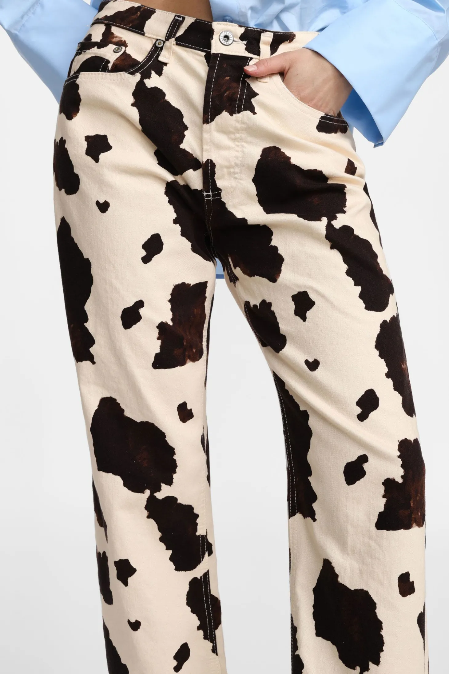 Pantaloni dritti stampa animalier