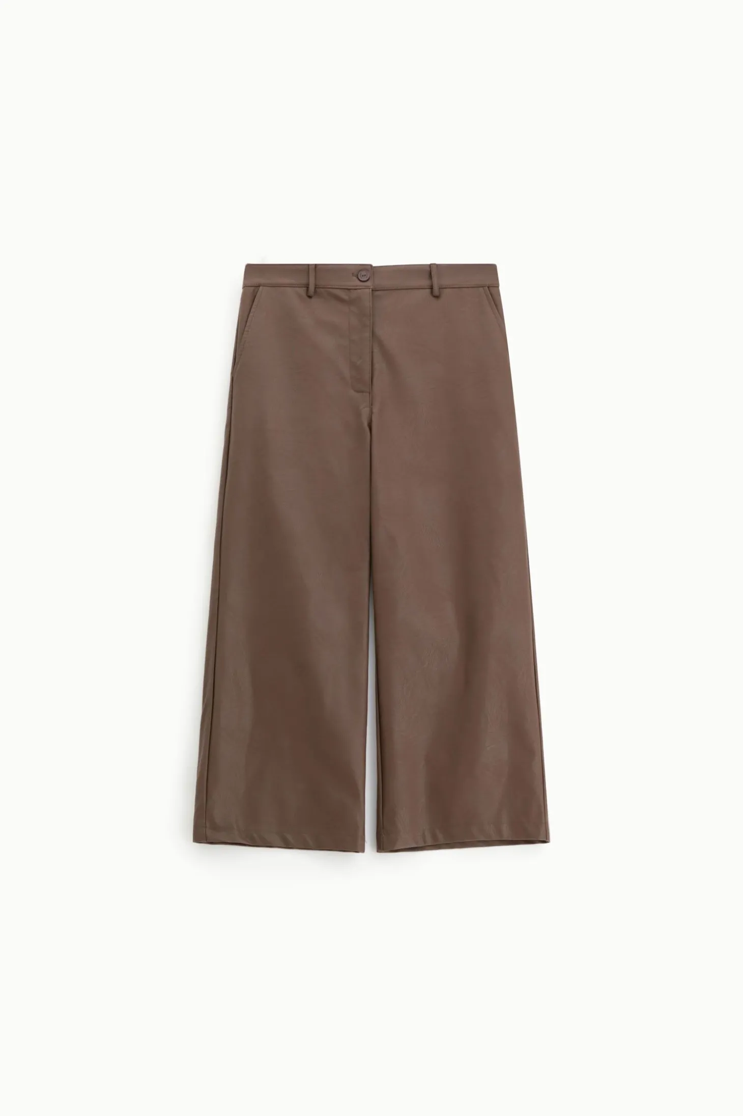 Pantaloni in similpelle a gamba larga dritta