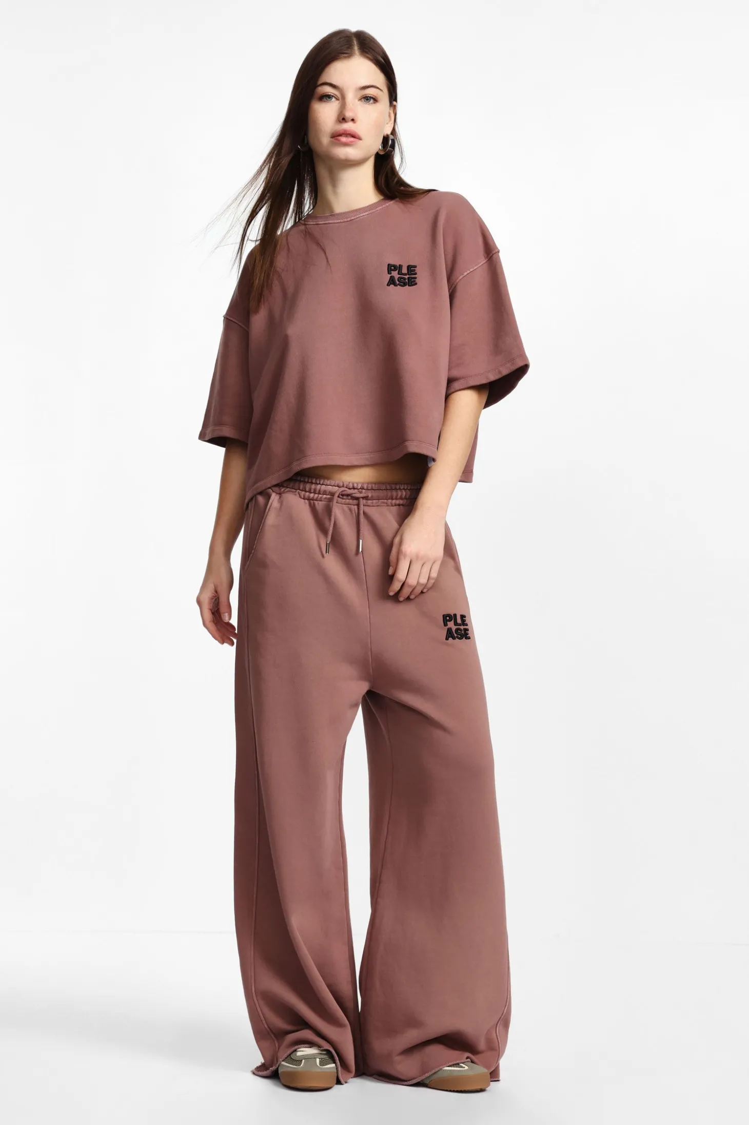 Pantaloni jogging a gamba larga con coulisse