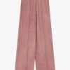 Pantaloni palazzo effetto suede a vita alta