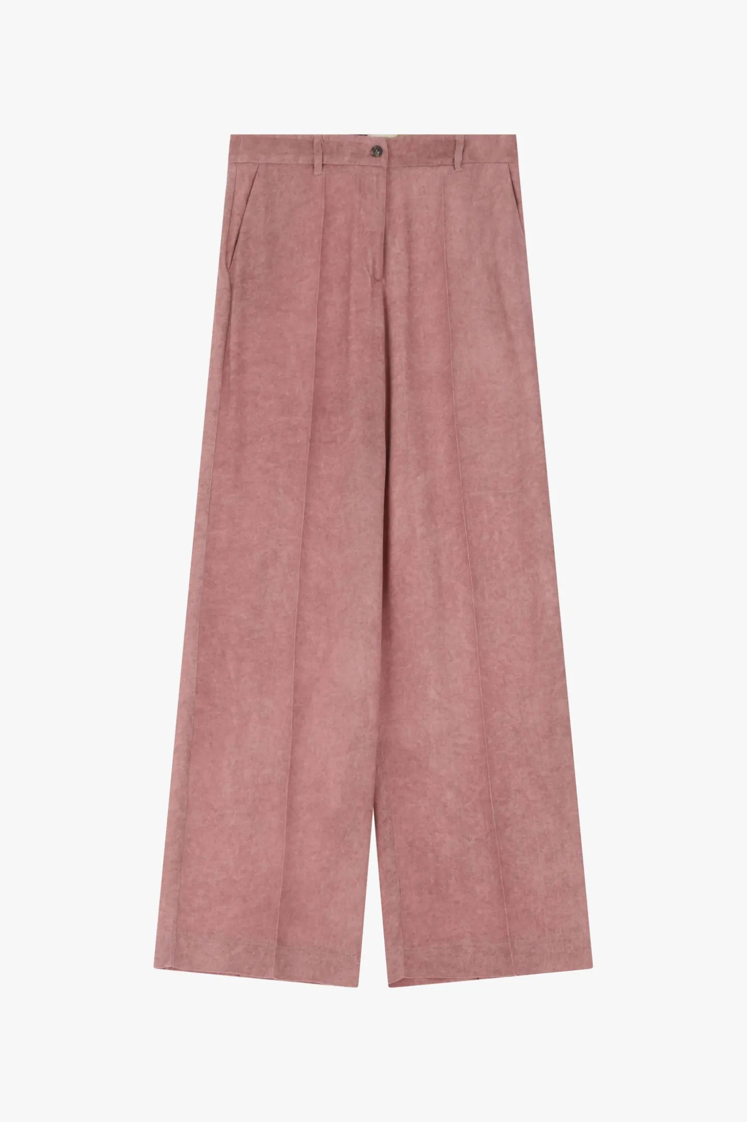 Pantaloni palazzo effetto suede a vita alta