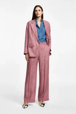 Pantaloni palazzo effetto suede a vita alta